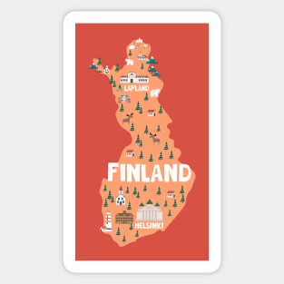 Finland illustraated map Sticker